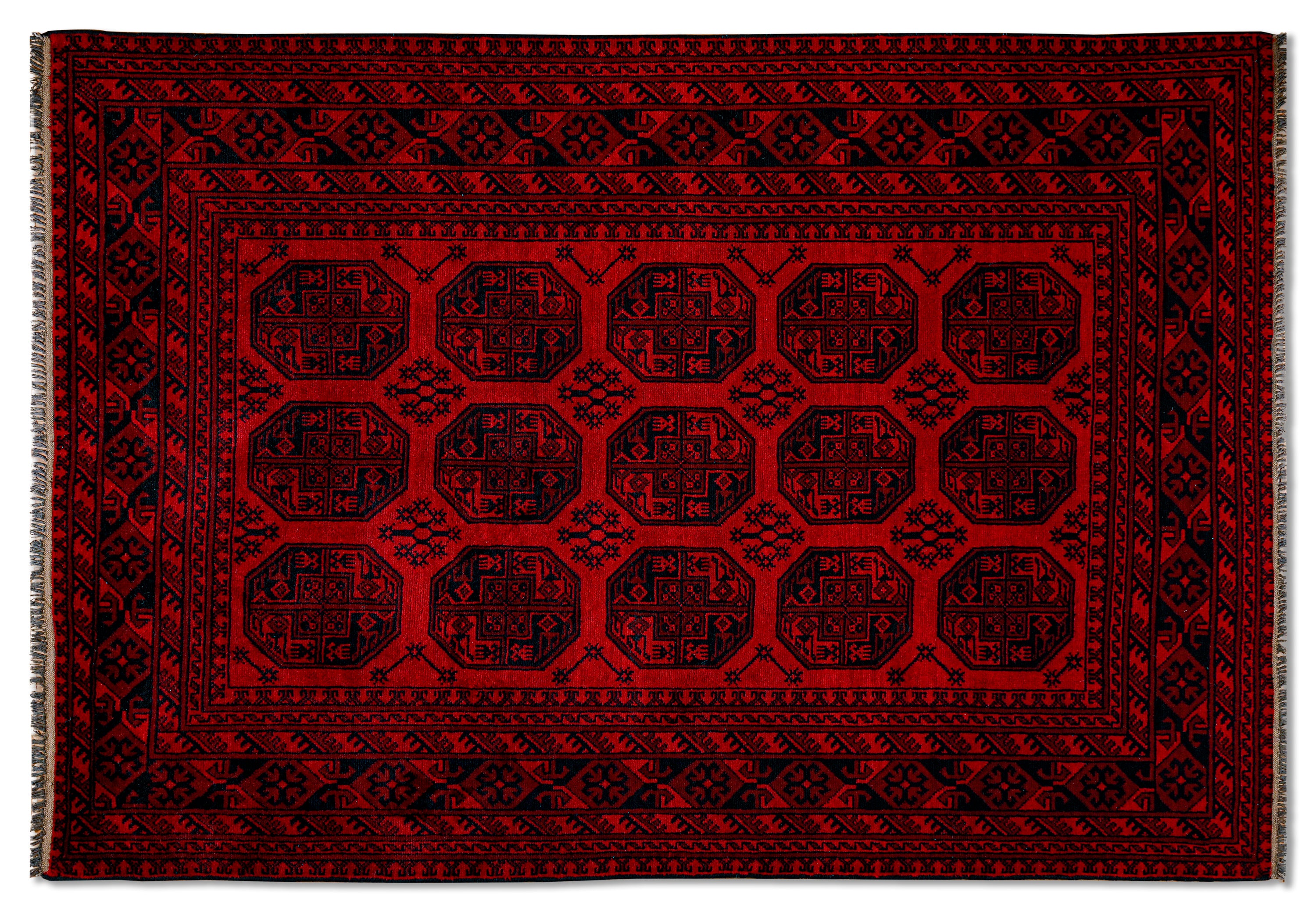 Tapis Afghan Gul - Rouge - 2,88 x 1,94 m