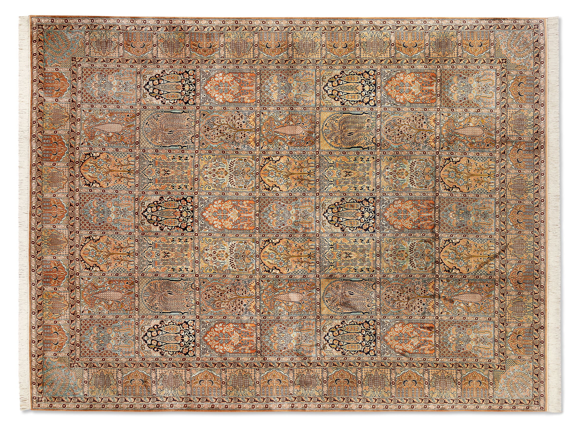 Tapis Kashmir - Couleurs chaudes - 3,31 x 2,49 m